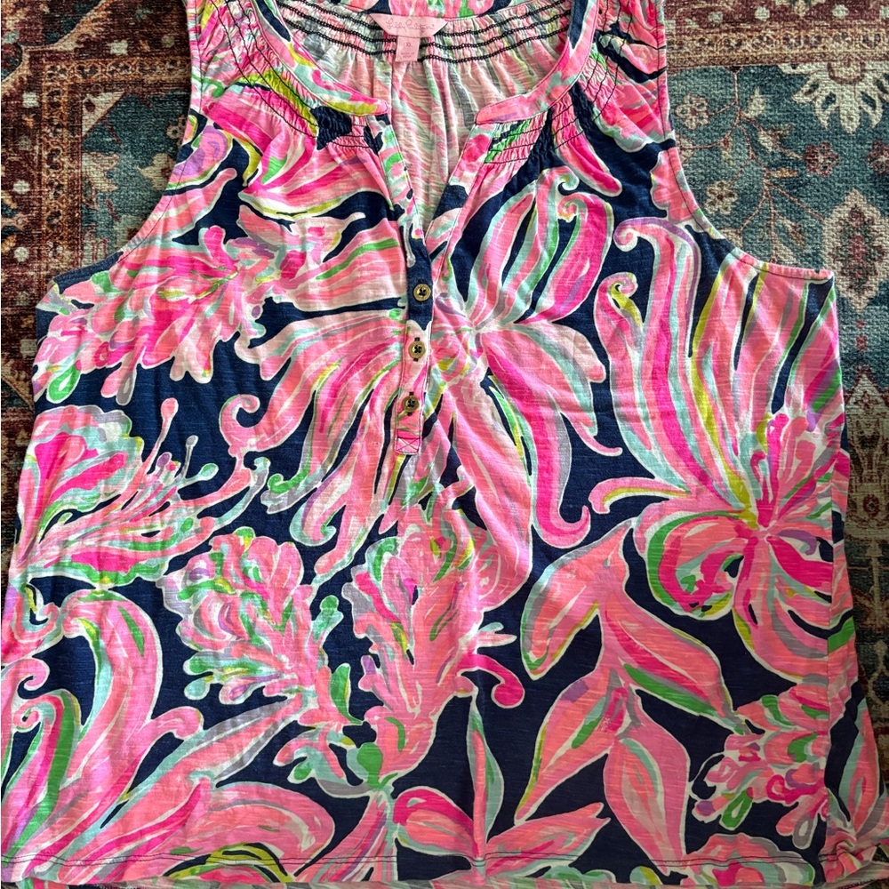 Lilly Pulitzer Pink and Green Patterned Top